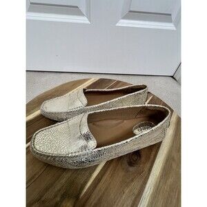 Clarks Artisan Slip On Shoe Loafer Gold Womans 9.5M Leather Driving Moccasin New